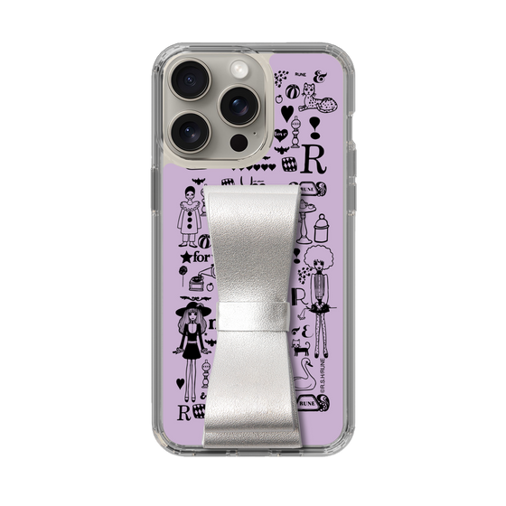 Slim Protection Case - STAND & RING RIBBON Silver［ Rune Naito - RUNE Girl Retro & Modern - Purple ］