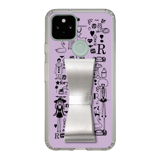 Slim Protection Case - STAND & RING RIBBON Silver［ Rune Naito - RUNE Girl Retro & Modern - Purple ］