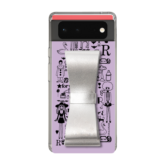 Slim Protection Case - STAND & RING RIBBON Silver［ Rune Naito - RUNE Girl Retro & Modern - Purple ］
