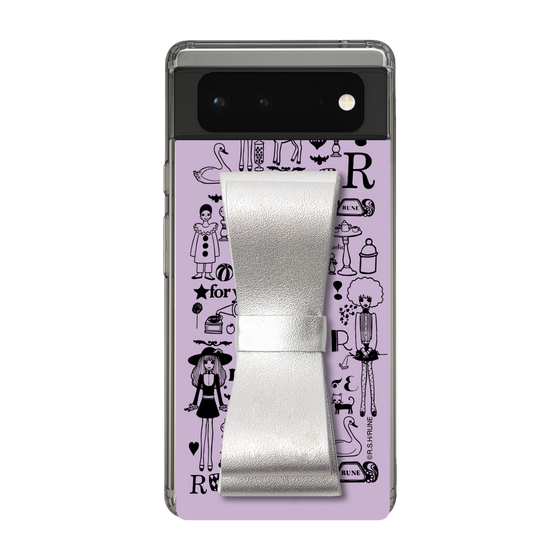 Slim Protection Case - STAND & RING RIBBON Silver［ Rune Naito - RUNE Girl Retro & Modern - Purple ］