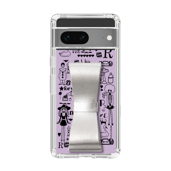 Slim Protection Case - STAND & RING RIBBON Silver［ Rune Naito - RUNE Girl Retro & Modern - Purple ］