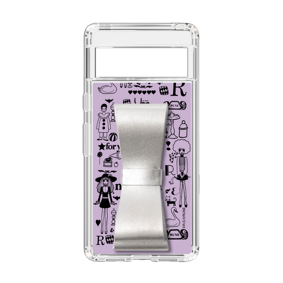 Slim Protection Case - STAND & RING RIBBON Silver［ Rune Naito - RUNE Girl Retro & Modern - Purple ］