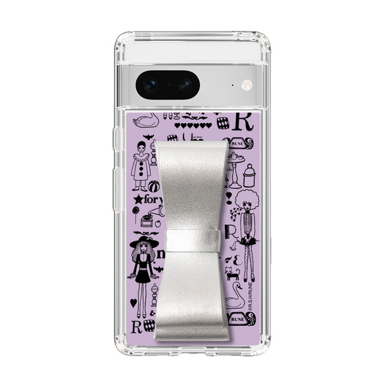 Slim Protection Case - STAND & RING RIBBON Silver［ Rune Naito - RUNE Girl Retro & Modern - Purple ］