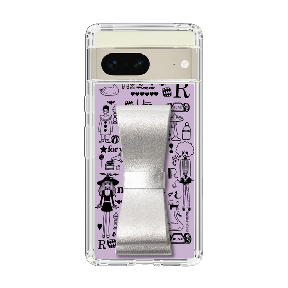 Slim Protection Case - STAND & RING RIBBON Silver［ Rune Naito - RUNE Girl Retro & Modern - Purple ］