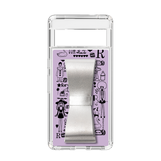 Slim Protection Case - STAND & RING RIBBON Silver［ Rune Naito - RUNE Girl Retro & Modern - Purple ］