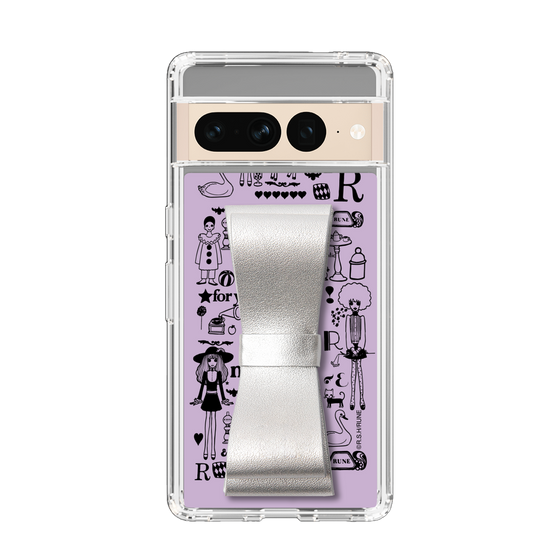 Slim Protection Case - STAND & RING RIBBON Silver［ Rune Naito - RUNE Girl Retro & Modern - Purple ］