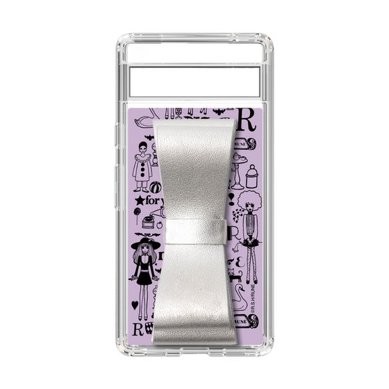 Slim Protection Case - STAND & RING RIBBON Silver［ Rune Naito - RUNE Girl Retro & Modern - Purple ］