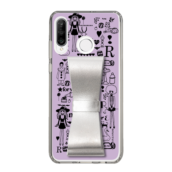 Slim Protection Case - STAND & RING RIBBON Silver［ Rune Naito - RUNE Girl Retro & Modern - Purple ］