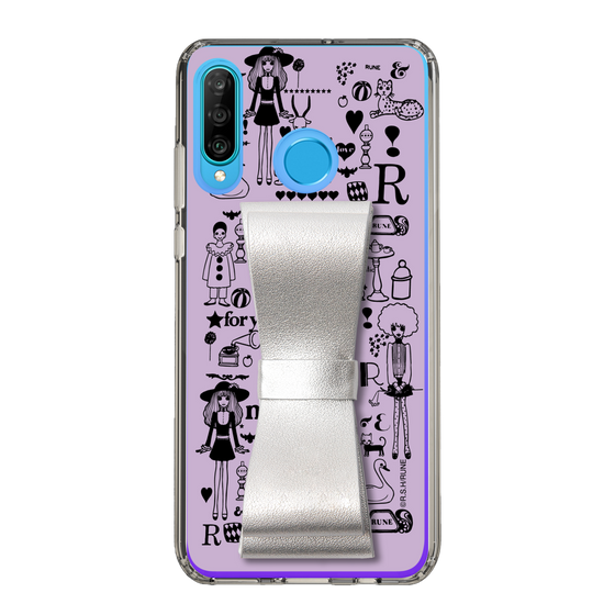 Slim Protection Case - STAND & RING RIBBON Silver［ Rune Naito - RUNE Girl Retro & Modern - Purple ］