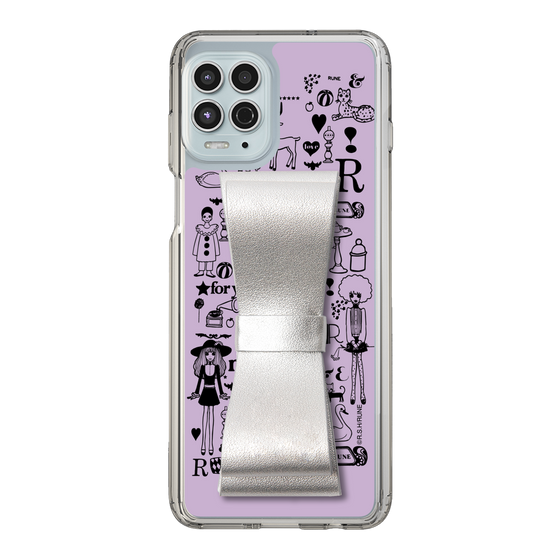 Slim Protection Case - STAND & RING RIBBON Silver［ Rune Naito - RUNE Girl Retro & Modern - Purple ］