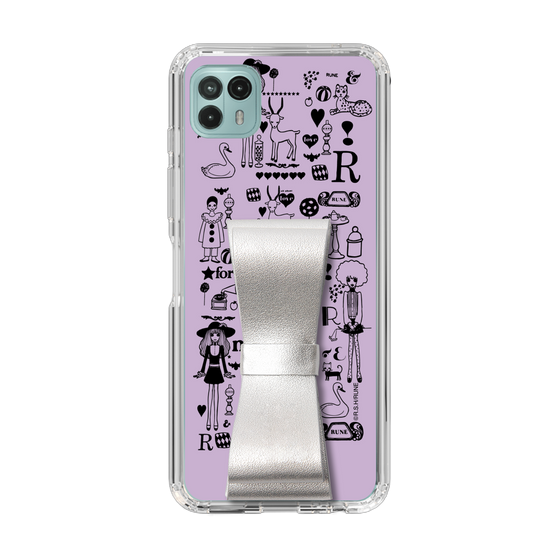 Slim Protection Case - STAND & RING RIBBON Silver［ Rune Naito - RUNE Girl Retro & Modern - Purple ］