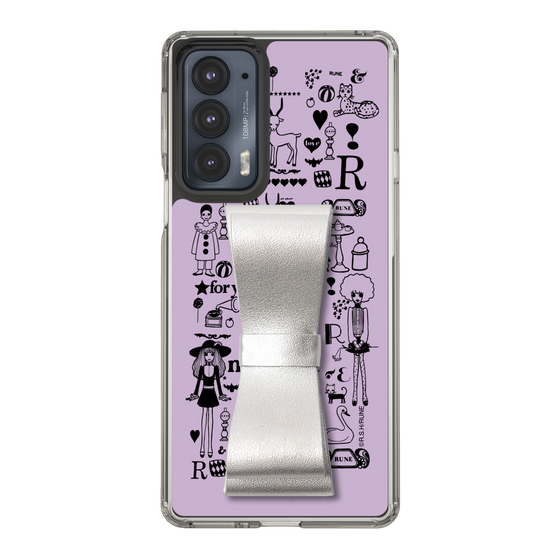 Slim Protection Case - STAND & RING RIBBON Silver［ Rune Naito - RUNE Girl Retro & Modern - Purple ］
