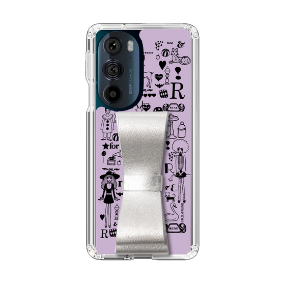 Slim Protection Case - STAND & RING RIBBON Silver［ Rune Naito - RUNE Girl Retro & Modern - Purple ］