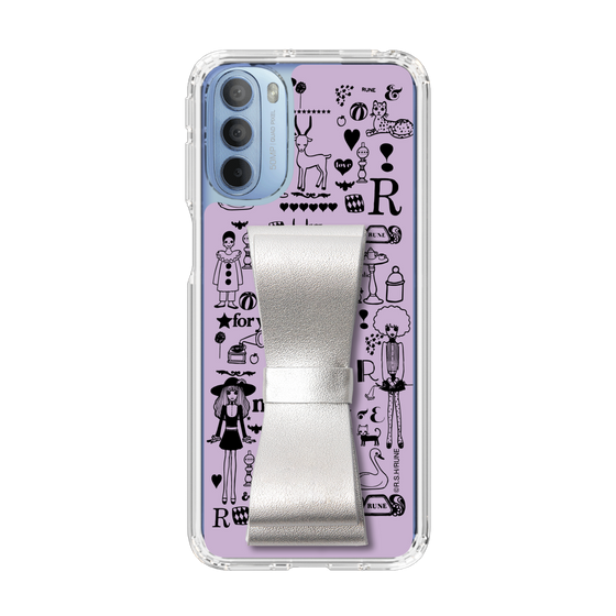 Slim Protection Case - STAND & RING RIBBON Silver［ Rune Naito - RUNE Girl Retro & Modern - Purple ］