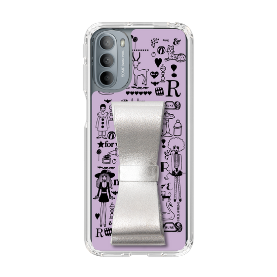 Slim Protection Case - STAND & RING RIBBON Silver［ Rune Naito - RUNE Girl Retro & Modern - Purple ］