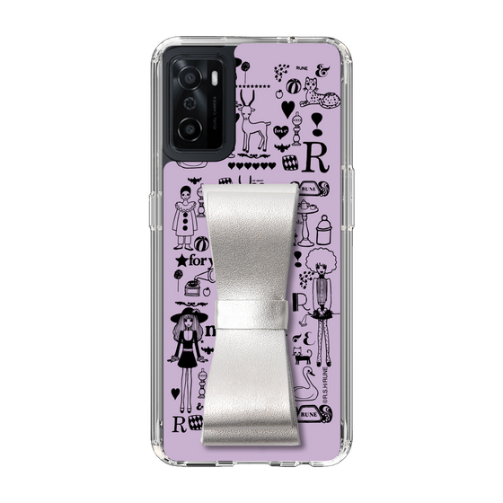 Slim Protection Case - STAND & RING RIBBON Silver［ Rune Naito - RUNE Girl Retro & Modern - Purple ］