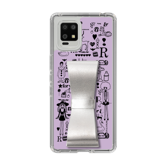 Slim Protection Case - STAND & RING RIBBON Silver［ Rune Naito - RUNE Girl Retro & Modern - Purple ］