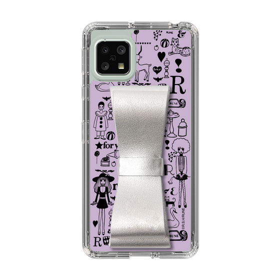 Slim Protection Case - STAND & RING RIBBON Silver［ Rune Naito - RUNE Girl Retro & Modern - Purple ］