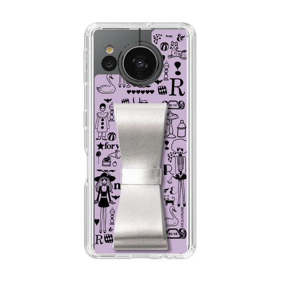 Slim Protection Case - STAND & RING RIBBON Silver［ Rune Naito - RUNE Girl Retro & Modern - Purple ］