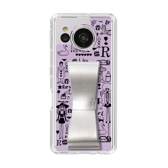 Slim Protection Case - STAND & RING RIBBON Silver［ Rune Naito - RUNE Girl Retro & Modern - Purple ］