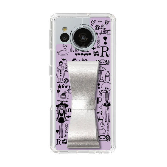 Slim Protection Case - STAND & RING RIBBON Silver［ Rune Naito - RUNE Girl Retro & Modern - Purple ］