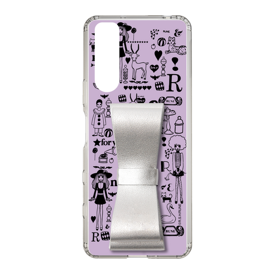 Slim Protection Case - STAND & RING RIBBON Silver［ Rune Naito - RUNE Girl Retro & Modern - Purple ］