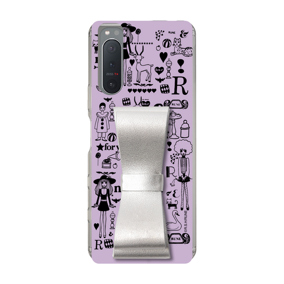 Slim Protection Case - STAND & RING RIBBON Silver［ Rune Naito - RUNE Girl Retro & Modern - Purple ］