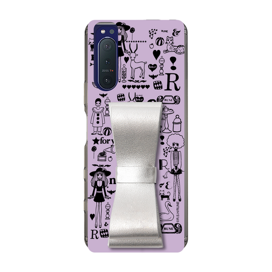 Slim Protection Case - STAND & RING RIBBON Silver［ Rune Naito - RUNE Girl Retro & Modern - Purple ］