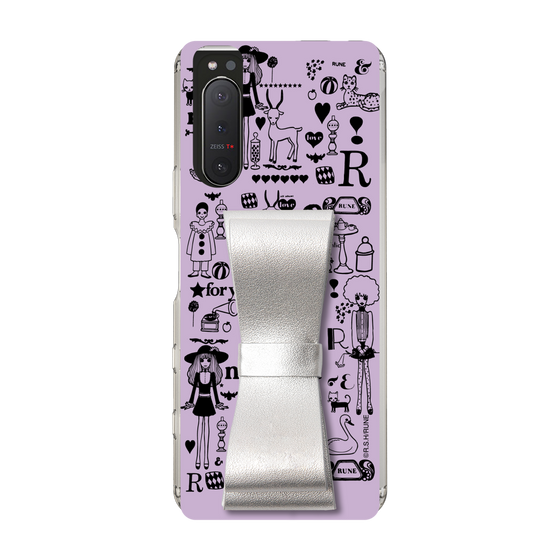 Slim Protection Case - STAND & RING RIBBON Silver［ Rune Naito - RUNE Girl Retro & Modern - Purple ］
