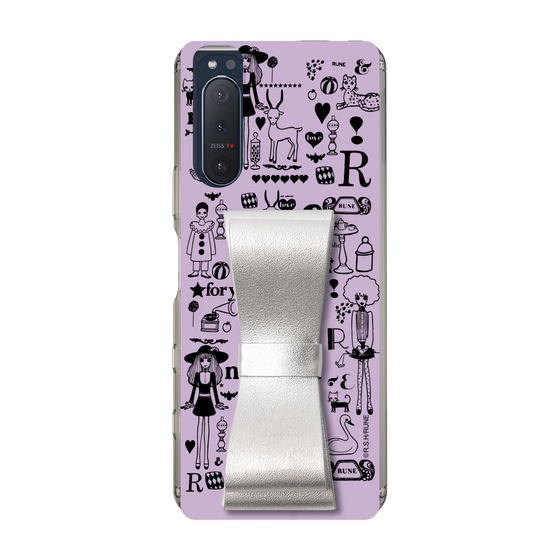 Slim Protection Case - STAND & RING RIBBON Silver［ Rune Naito - RUNE Girl Retro & Modern - Purple ］