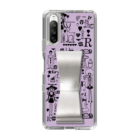 Slim Protection Case - STAND & RING RIBBON Silver［ Rune Naito - RUNE Girl Retro & Modern - Purple ］