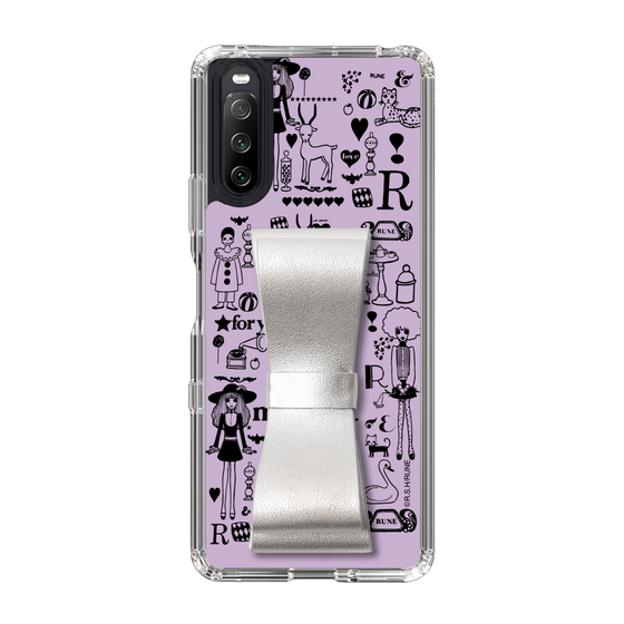 Slim Protection Case - STAND & RING RIBBON Silver［ Rune Naito - RUNE Girl Retro & Modern - Purple ］