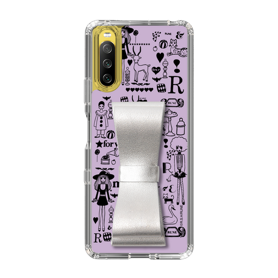 Slim Protection Case - STAND & RING RIBBON Silver［ Rune Naito - RUNE Girl Retro & Modern - Purple ］