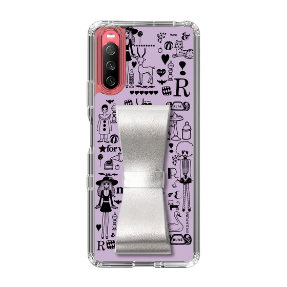 Slim Protection Case - STAND & RING RIBBON Silver［ Rune Naito - RUNE Girl Retro & Modern - Purple ］