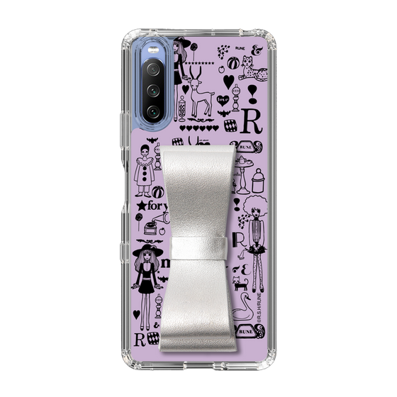 Slim Protection Case - STAND & RING RIBBON Silver［ Rune Naito - RUNE Girl Retro & Modern - Purple ］