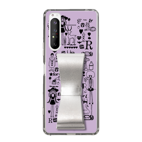 Slim Protection Case - STAND & RING RIBBON Silver［ Rune Naito - RUNE Girl Retro & Modern - Purple ］