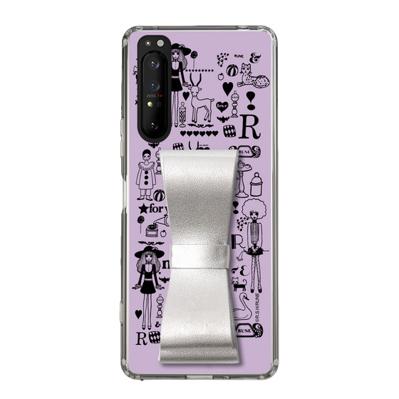 Slim Protection Case - STAND & RING RIBBON Silver［ Rune Naito - RUNE Girl Retro & Modern - Purple ］