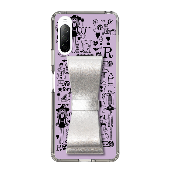 Slim Protection Case - STAND & RING RIBBON Silver［ Rune Naito - RUNE Girl Retro & Modern - Purple ］