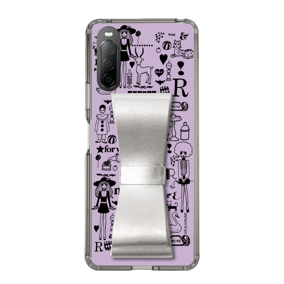 Slim Protection Case - STAND & RING RIBBON Silver［ Rune Naito - RUNE Girl Retro & Modern - Purple ］