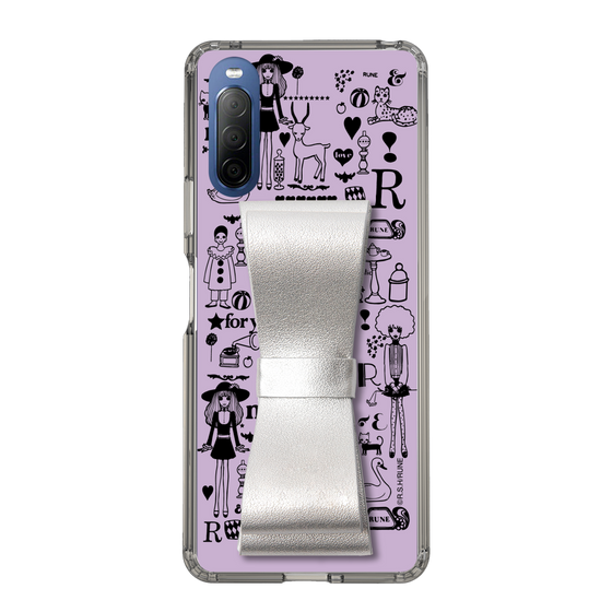 Slim Protection Case - STAND & RING RIBBON Silver［ Rune Naito - RUNE Girl Retro & Modern - Purple ］
