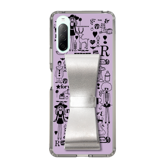 Slim Protection Case - STAND & RING RIBBON Silver［ Rune Naito - RUNE Girl Retro & Modern - Purple ］