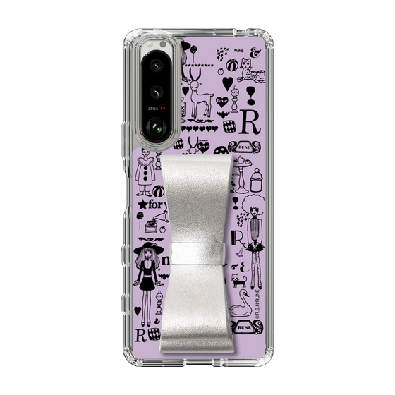 Slim Protection Case - STAND & RING RIBBON Silver［ Rune Naito - RUNE Girl Retro & Modern - Purple ］