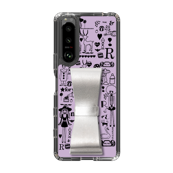Slim Protection Case - STAND & RING RIBBON Silver［ Rune Naito - RUNE Girl Retro & Modern - Purple ］