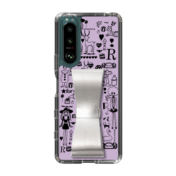 Slim Protection Case - STAND & RING RIBBON Silver［ Rune Naito - RUNE Girl Retro & Modern - Purple ］