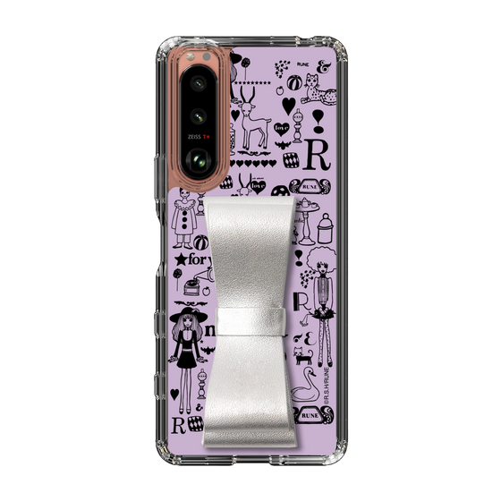 Slim Protection Case - STAND & RING RIBBON Silver［ Rune Naito - RUNE Girl Retro & Modern - Purple ］