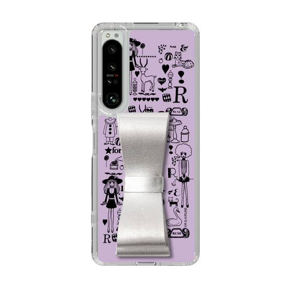 Slim Protection Case - STAND & RING RIBBON Silver［ Rune Naito - RUNE Girl Retro & Modern - Purple ］
