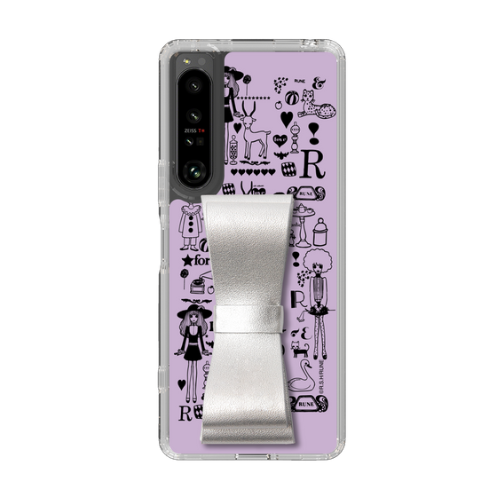 Slim Protection Case - STAND & RING RIBBON Silver［ Rune Naito - RUNE Girl Retro & Modern - Purple ］