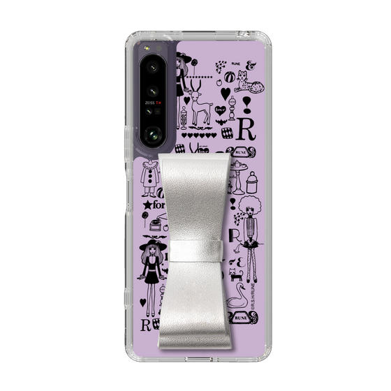 Slim Protection Case - STAND & RING RIBBON Silver［ Rune Naito - RUNE Girl Retro & Modern - Purple ］