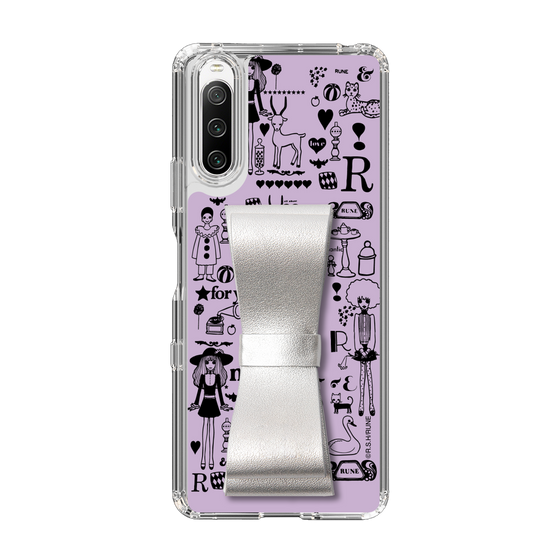 Slim Protection Case - STAND & RING RIBBON Silver［ Rune Naito - RUNE Girl Retro & Modern - Purple ］