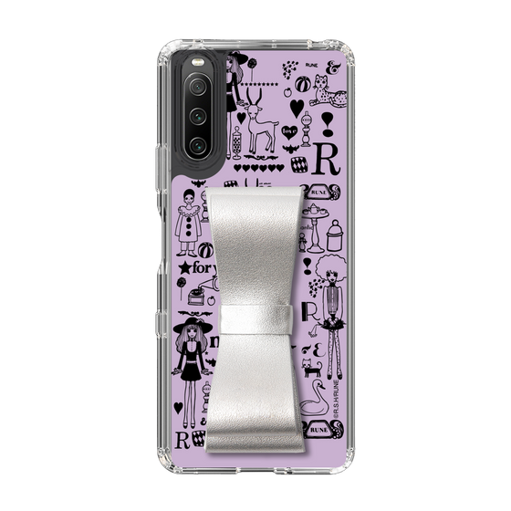 Slim Protection Case - STAND & RING RIBBON Silver［ Rune Naito - RUNE Girl Retro & Modern - Purple ］